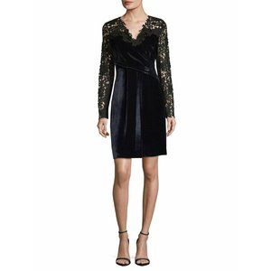 Elie Tahari NWT Velvet Lace Black Dress Blakely Sheer Crochet Longsleeve 4